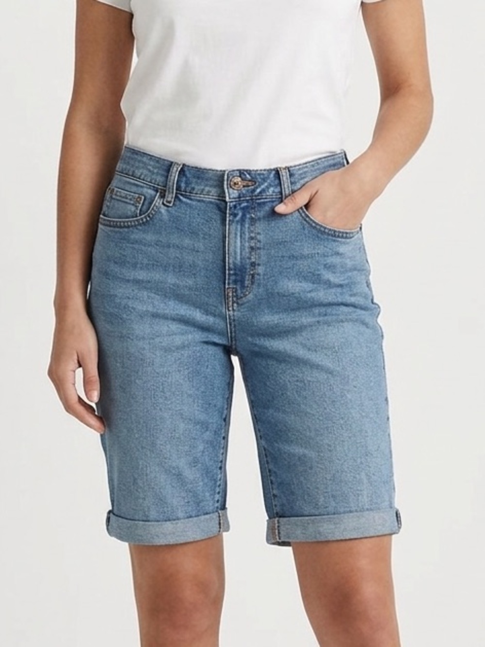 LAUREN RALPH LAUREN JEANS Denim Bermuda Cut Off Jean Shorts Jorts Mid Wash Sz 6